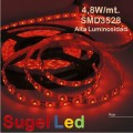 Tira LED 5 mts Flexible 24W 300 Led SMD 3528 IP20 Rojo Alta Luminosidad